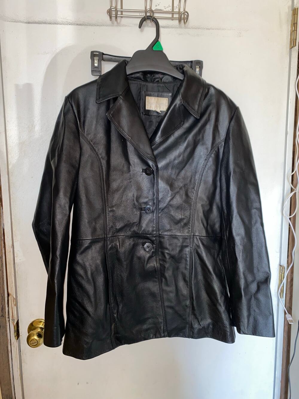 Worthington Women's Large 100% Leather Button Up Jacket Chic Classic